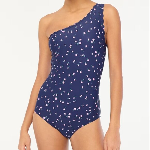 J. Crew Other - J.Crew Navy Scalloped One-Shoulder One-Piece Swimsuit, Various Sizes, NWT